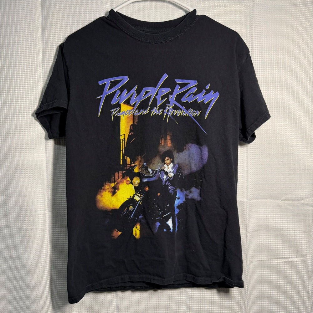 Prince Purple Rain Graphic T-Shirt Medium Black Movie Album Cover Tee‎